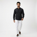 BLACK CHINESE COLLAR SHIRT
